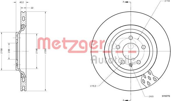 Metzger 6110779 - Disque de frein cwaw.fr