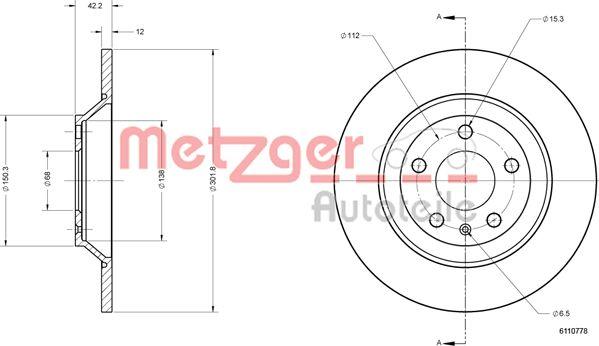 Metzger 6110778 - Disque de frein cwaw.fr