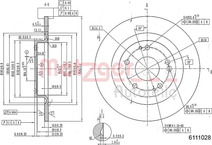 Metzger 6111028 - Disque de frein cwaw.fr