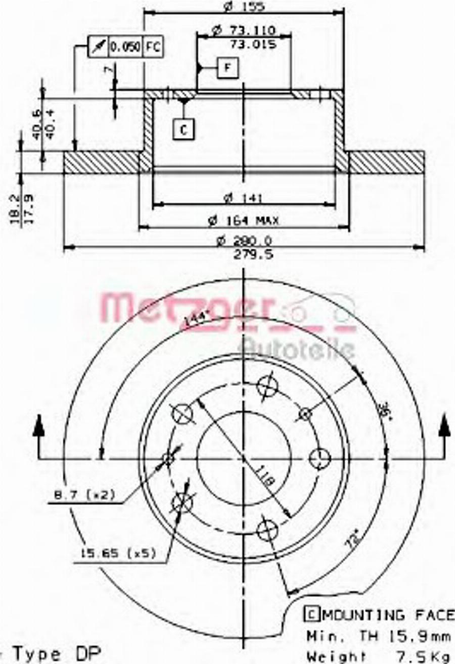 Metzger 14537 E - Disque de frein cwaw.fr