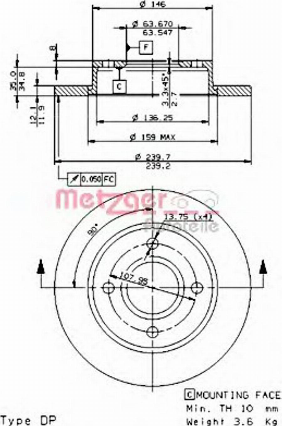 Metzger 14672E - Disque de frein cwaw.fr