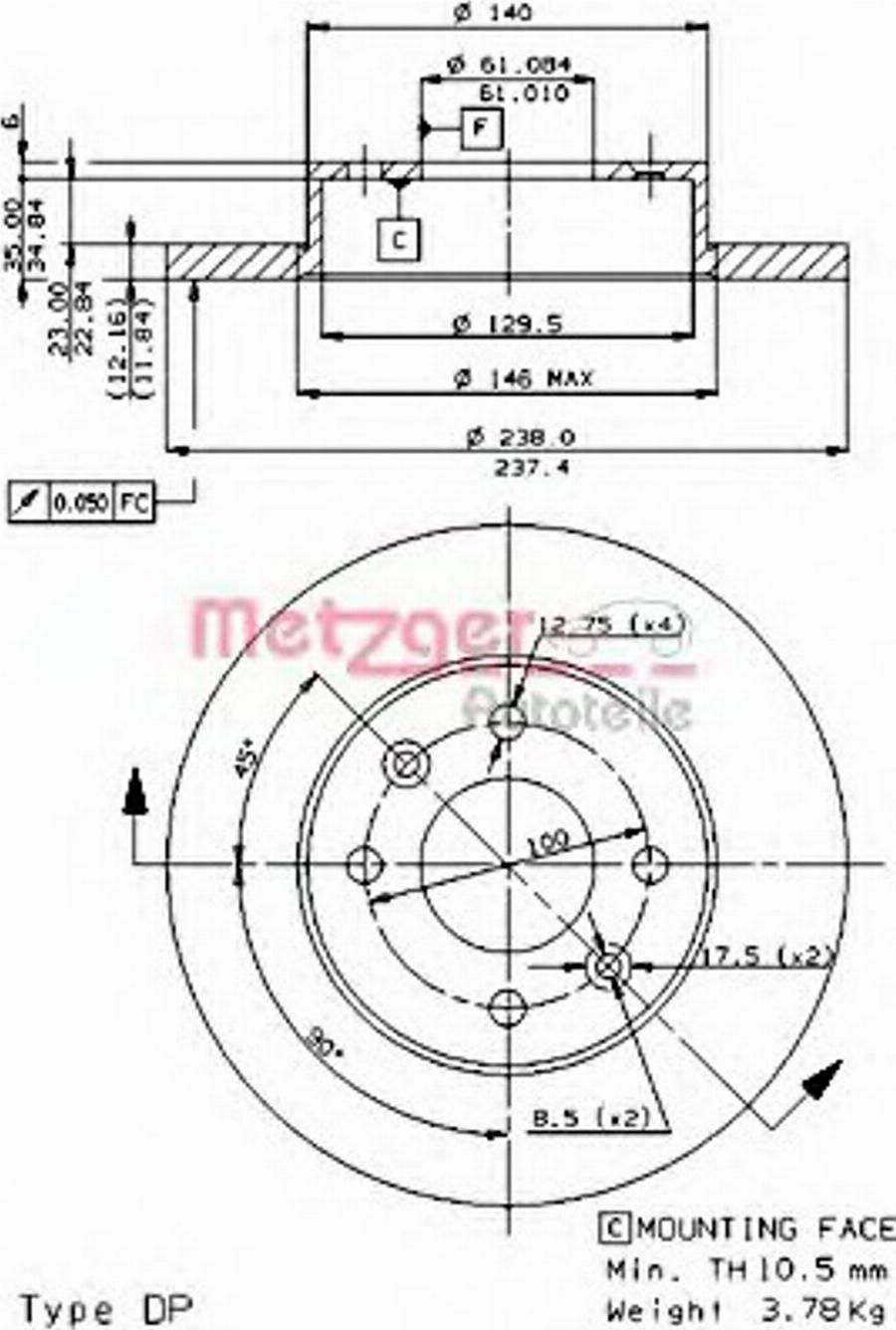 Metzger 14068E - Disque de frein cwaw.fr