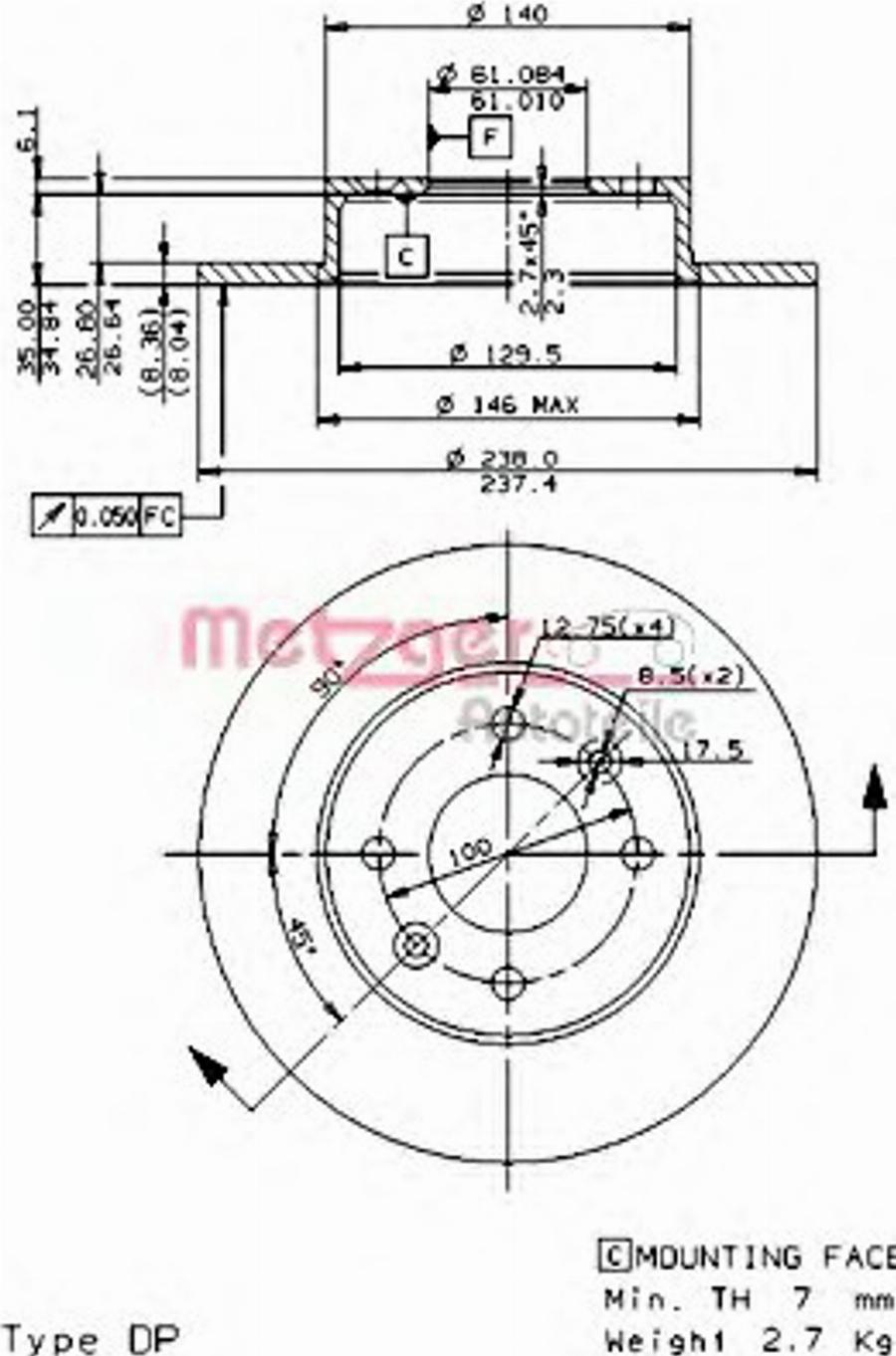 Metzger 14082 E - Disque de frein cwaw.fr