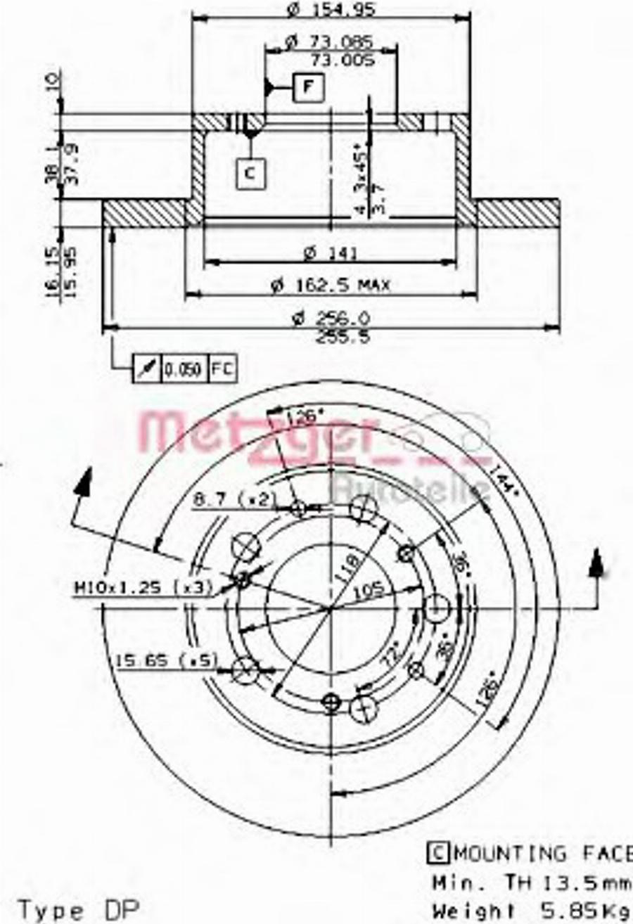 Metzger 14075E - Disque de frein cwaw.fr