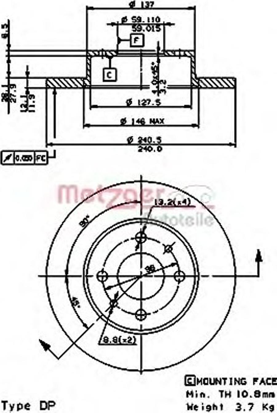 Metzger 14120E - Disque de frein cwaw.fr