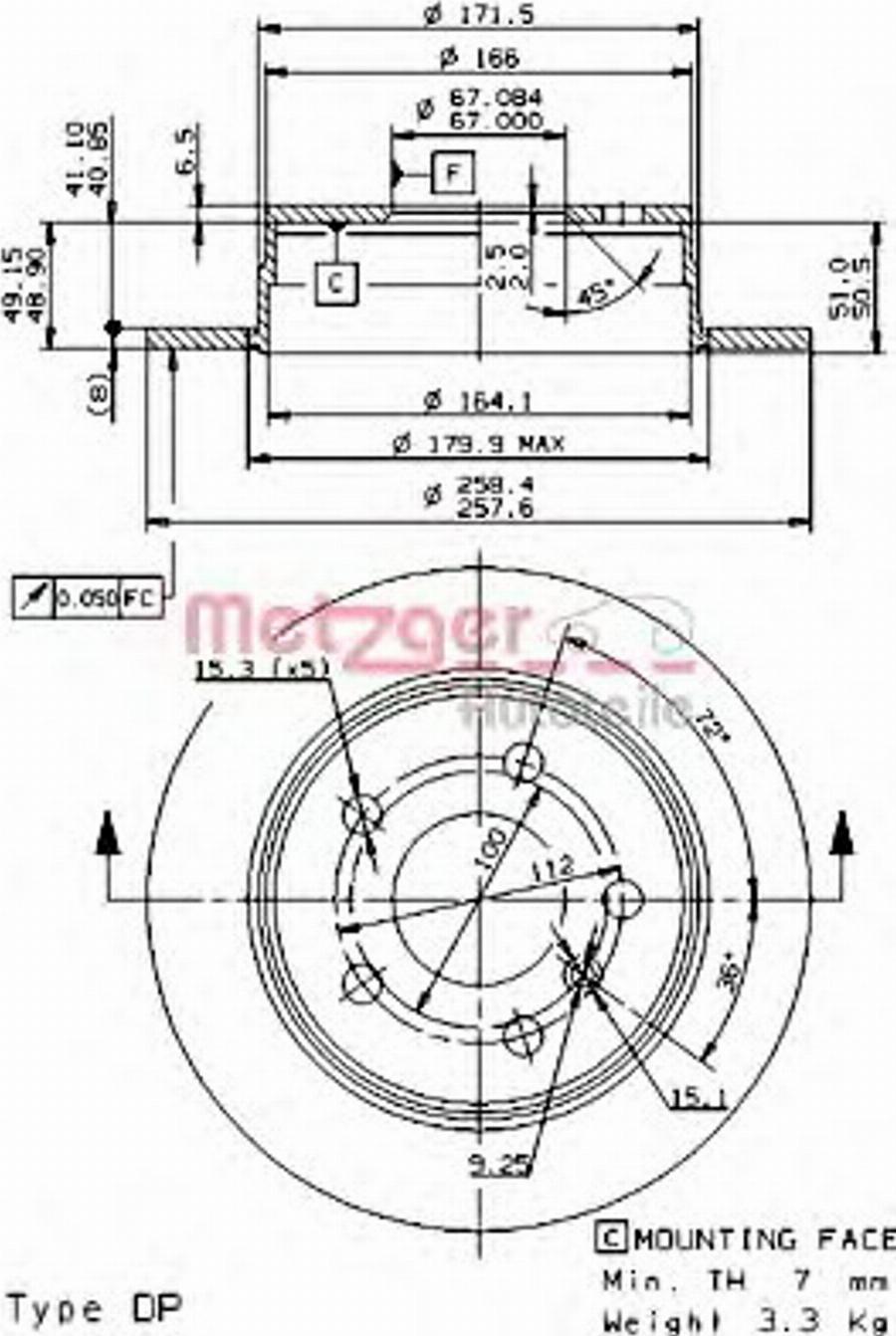 Metzger 14855 - Disque de frein cwaw.fr