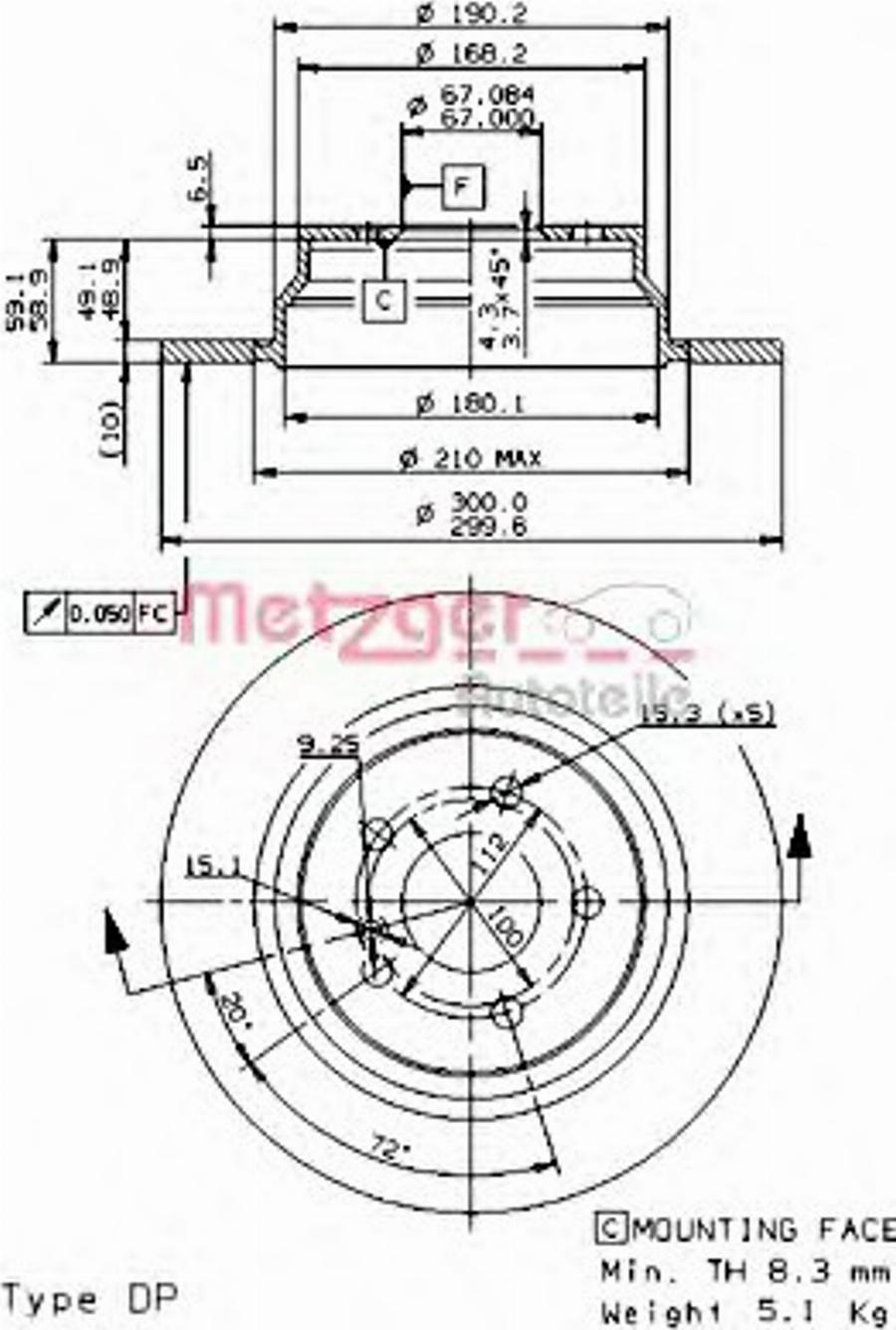 Metzger 14856 - Disque de frein cwaw.fr