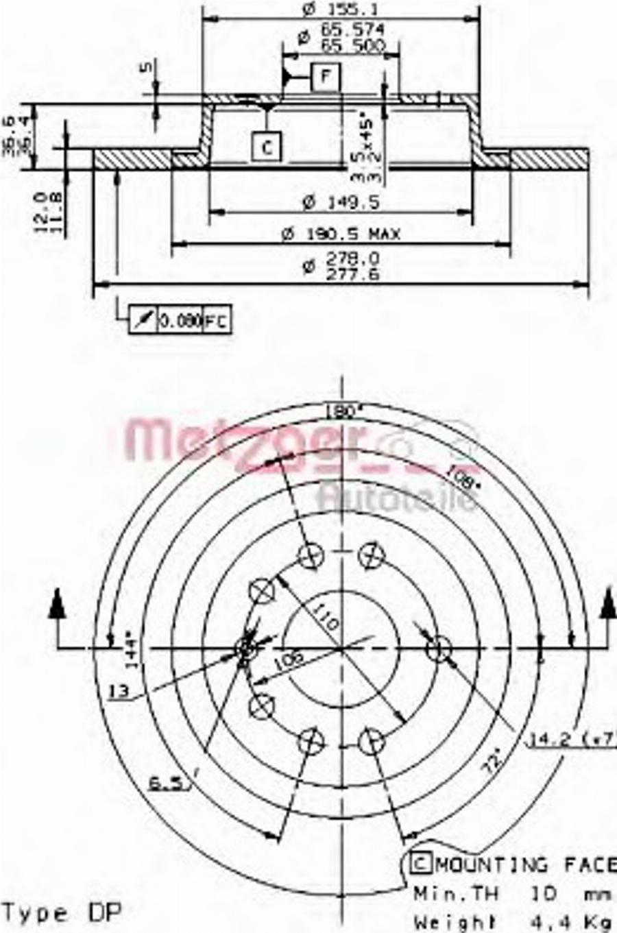 Metzger 14853 V - Disque de frein cwaw.fr