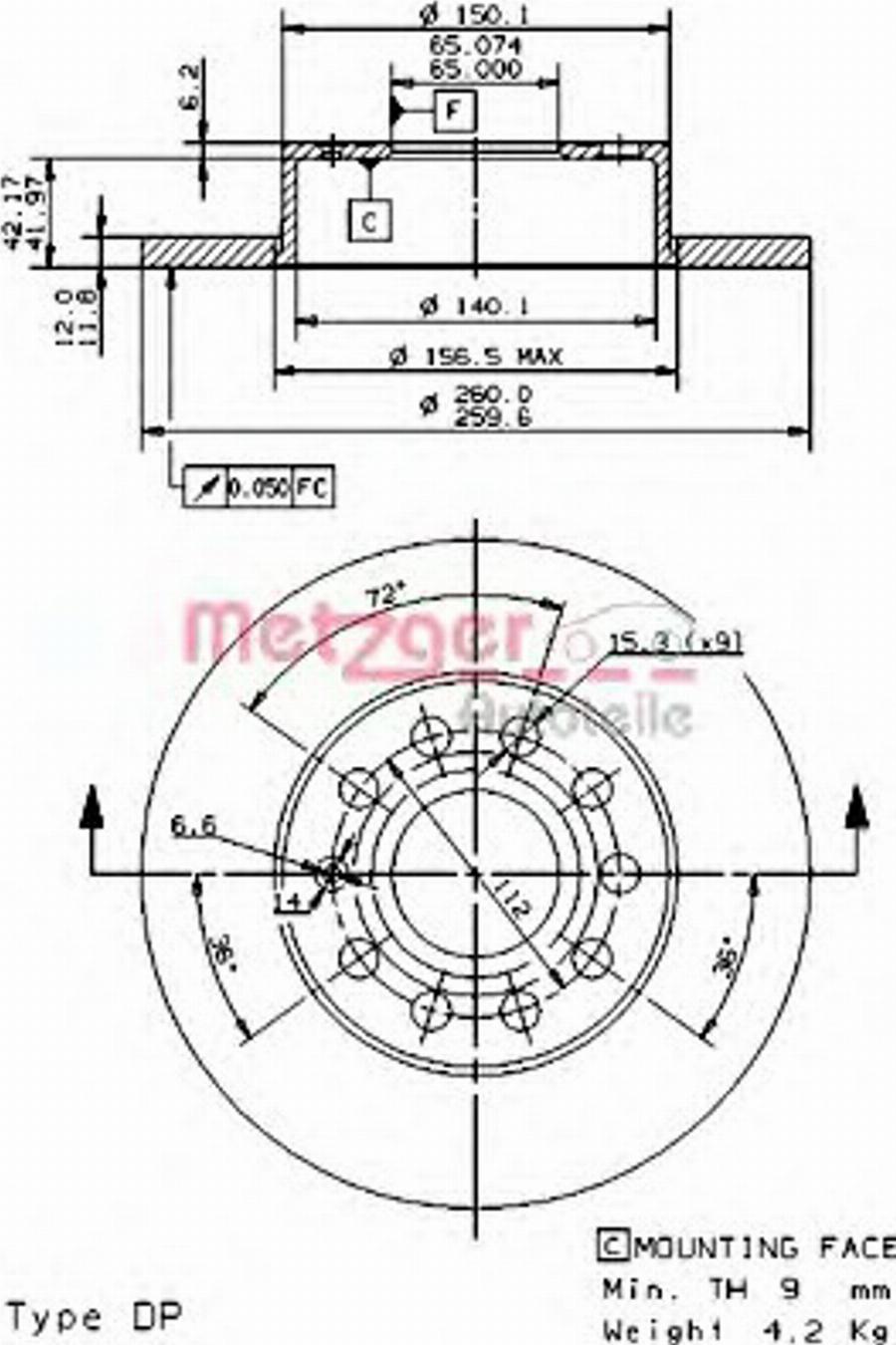 Metzger 14852 V - Disque de frein cwaw.fr