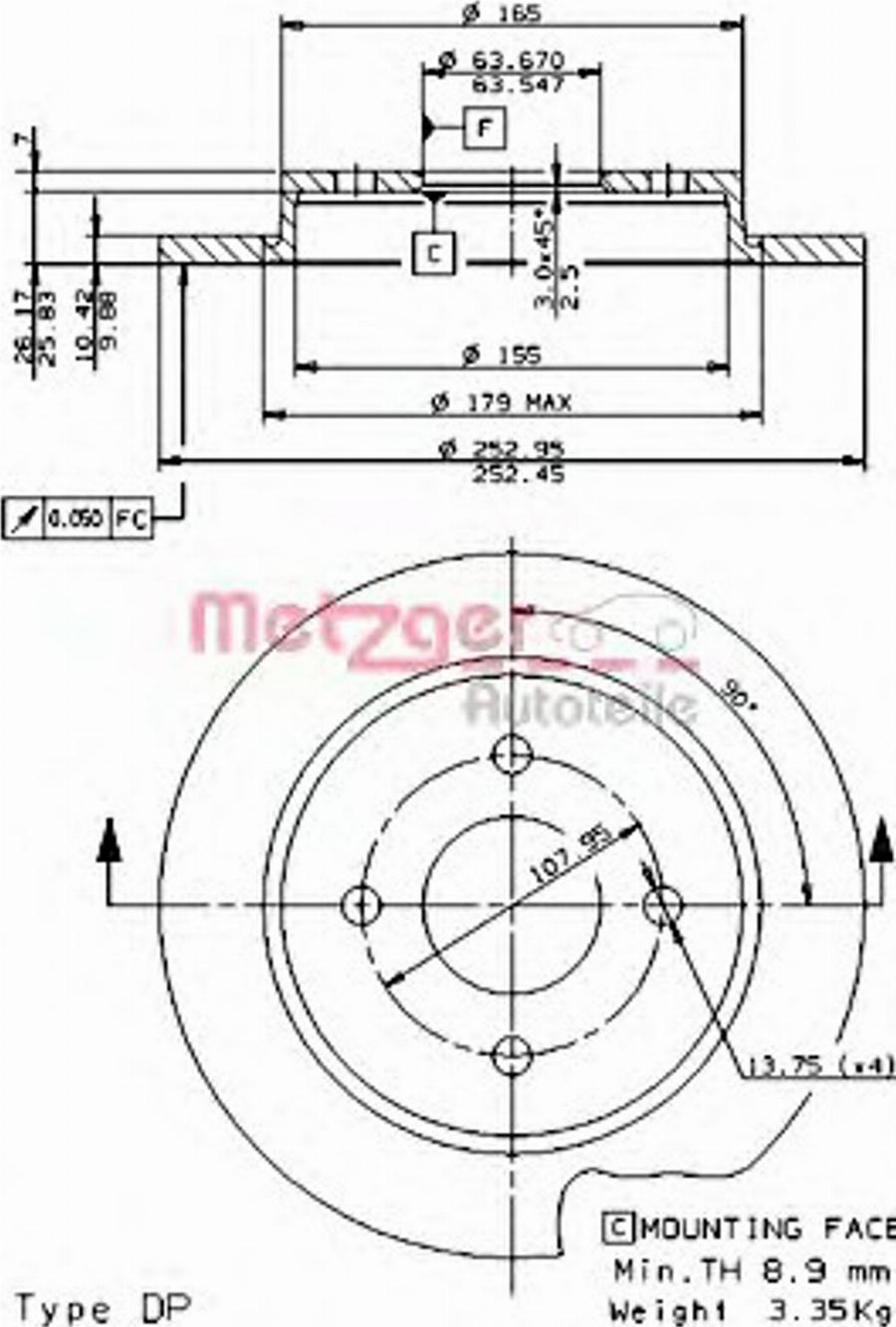 Metzger 14331E - Disque de frein cwaw.fr