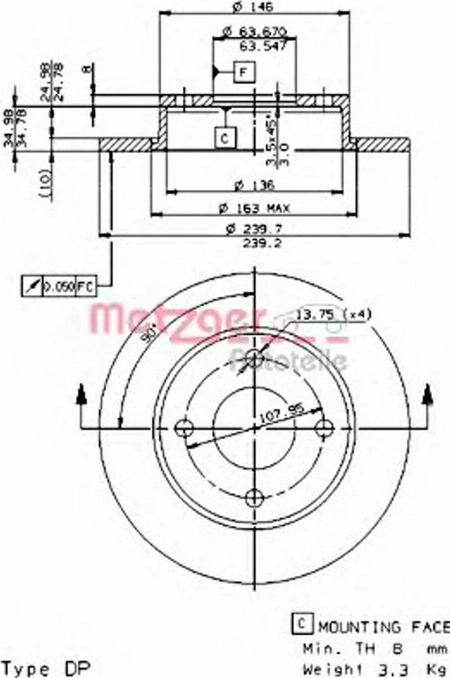 Metzger 14223E - Disque de frein cwaw.fr