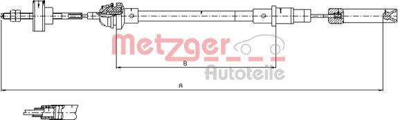 Metzger 10.338 - Tirette à câble, commande d'embrayage cwaw.fr