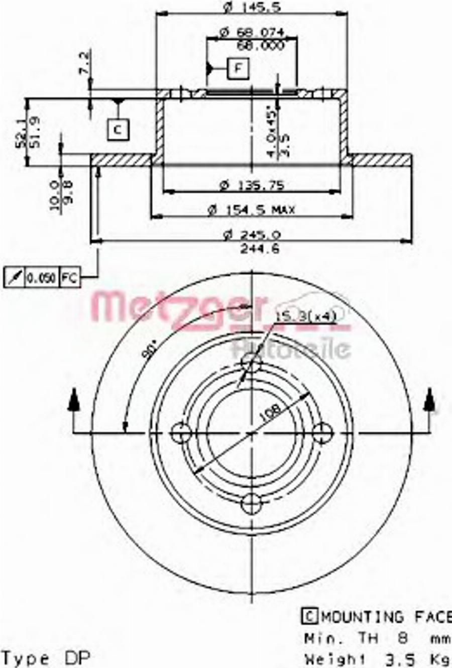 Metzger 10217E - Disque de frein cwaw.fr