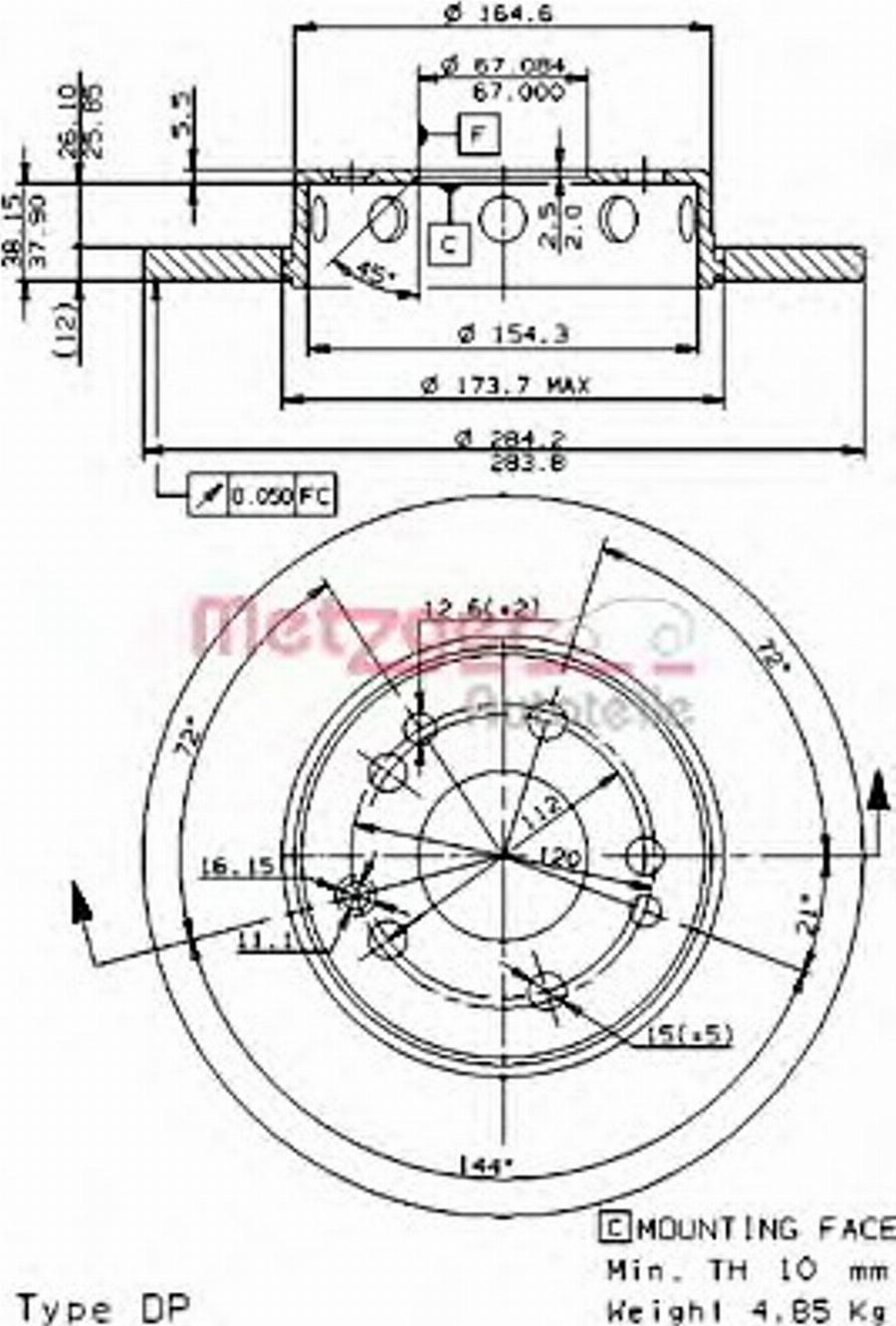 Metzger 10278E - Disque de frein cwaw.fr