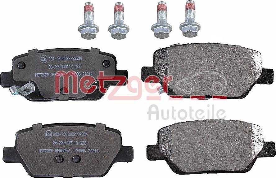 Metzger 1170996 - Kit de plaquettes de frein, frein à disque cwaw.fr