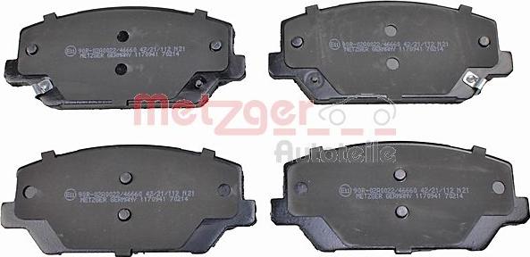 Metzger 1170941 - Kit de plaquettes de frein, frein à disque cwaw.fr