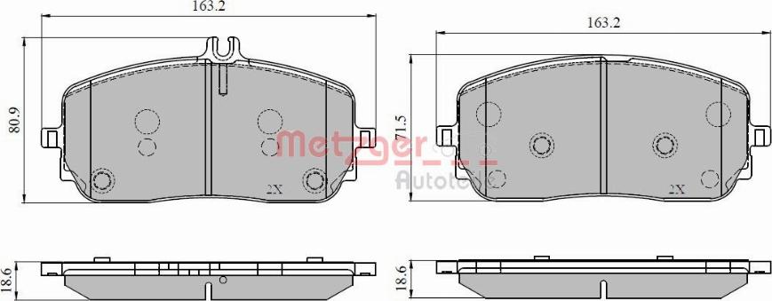 Metzger 1170956 - Kit de plaquettes de frein, frein à disque cwaw.fr