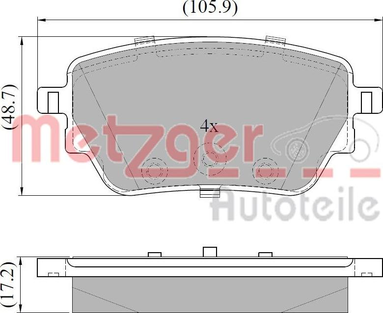 Metzger 1170957 - Kit de plaquettes de frein, frein à disque cwaw.fr