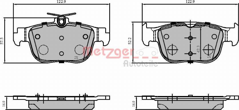 Metzger 1170960 - Kit de plaquettes de frein, frein à disque cwaw.fr