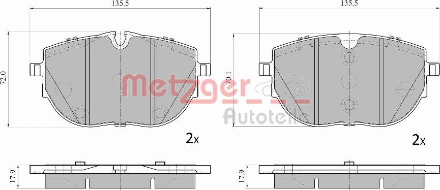 Metzger 1170961 - Kit de plaquettes de frein, frein à disque cwaw.fr