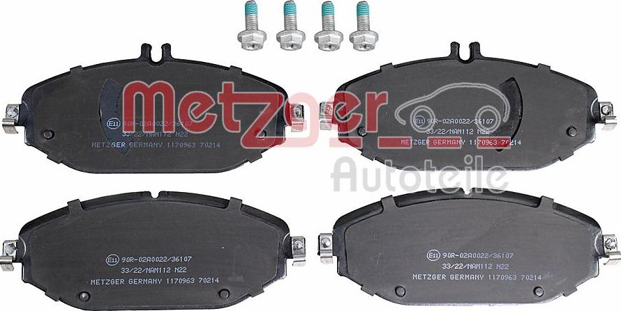 Metzger 1170963 - Kit de plaquettes de frein, frein à disque cwaw.fr