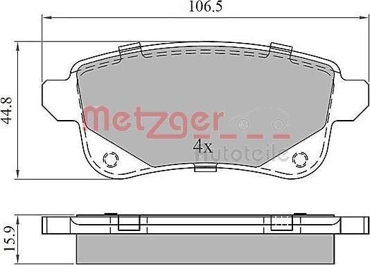 Metzger 1170909 - Kit de plaquettes de frein, frein à disque cwaw.fr