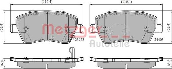 Metzger 1170900 - Kit de plaquettes de frein, frein à disque cwaw.fr