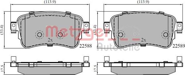 Metzger 1170901 - Kit de plaquettes de frein, frein à disque cwaw.fr