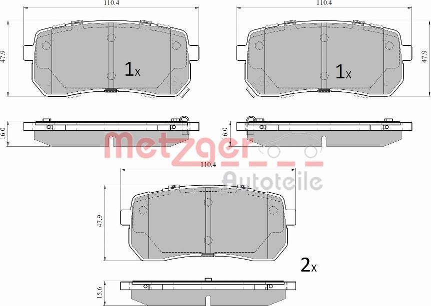 Metzger 1170914 - Kit de plaquettes de frein, frein à disque cwaw.fr