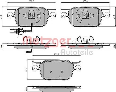 Metzger 1170910 - Kit de plaquettes de frein, frein à disque cwaw.fr