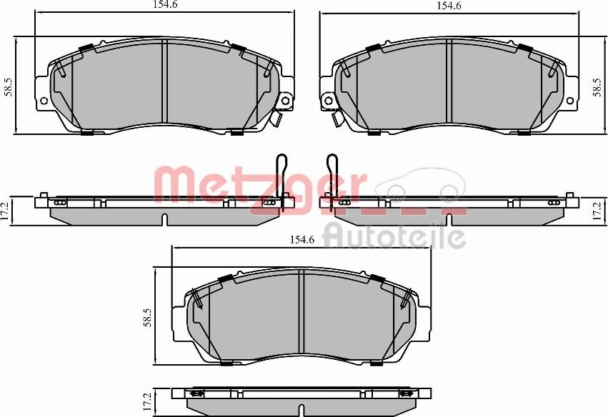 Metzger 1170911 - Kit de plaquettes de frein, frein à disque cwaw.fr