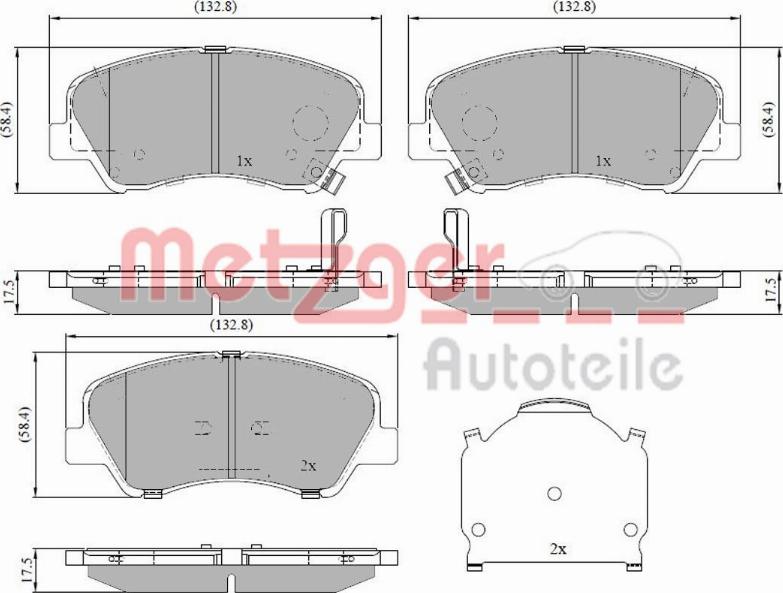 Metzger 1170918 - Kit de plaquettes de frein, frein à disque cwaw.fr