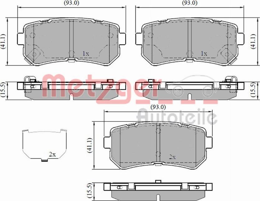 Metzger 1170912 - Kit de plaquettes de frein, frein à disque cwaw.fr