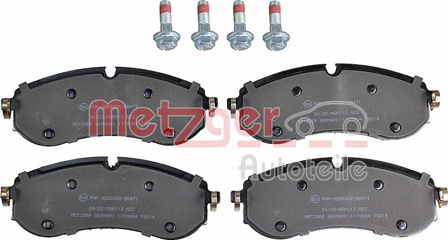 Metzger 1170984 - Kit de plaquettes de frein, frein à disque cwaw.fr