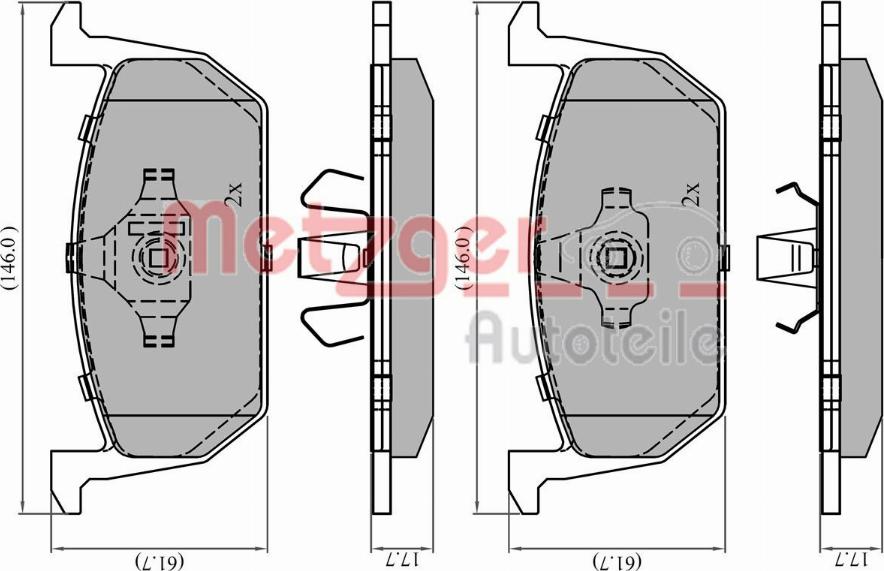 Metzger 1170925 - Kit de plaquettes de frein, frein à disque cwaw.fr