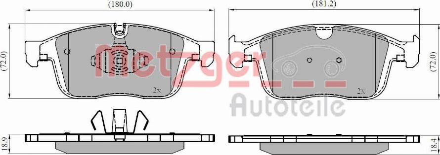 Metzger 1170923 - Kit de plaquettes de frein, frein à disque cwaw.fr