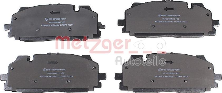 Metzger 1170979 - Kit de plaquettes de frein, frein à disque cwaw.fr