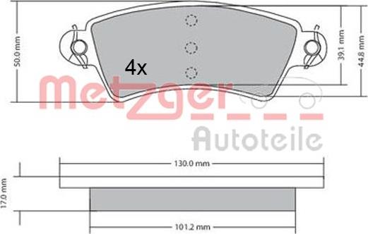 Metzger 1170499 - Kit de plaquettes de frein, frein à disque cwaw.fr