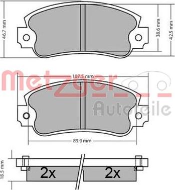 Metzger 1170449 - Kit de plaquettes de frein, frein à disque cwaw.fr