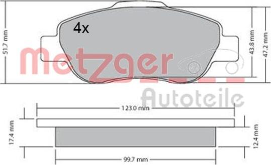 Metzger 1170440 - Kit de plaquettes de frein, frein à disque cwaw.fr