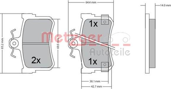 Metzger 1170447 - Kit de plaquettes de frein, frein à disque cwaw.fr