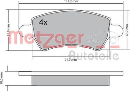 Metzger 1170458 - Kit de plaquettes de frein, frein à disque cwaw.fr