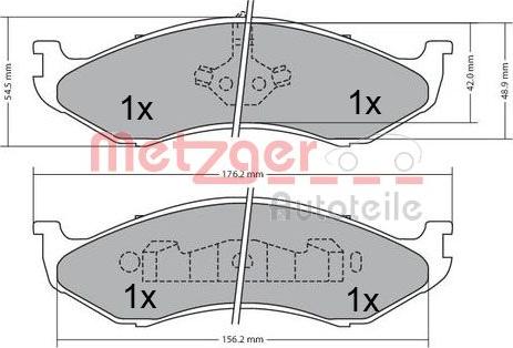 Metzger 1170452 - Kit de plaquettes de frein, frein à disque cwaw.fr