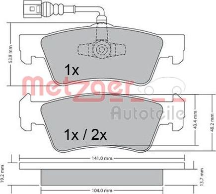 Metzger 1170465 - Kit de plaquettes de frein, frein à disque cwaw.fr