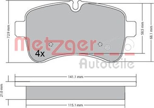 Metzger 1170466 - Kit de plaquettes de frein, frein à disque cwaw.fr