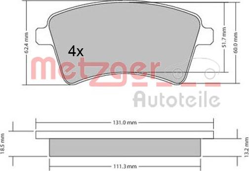 Metzger 1170467 - Kit de plaquettes de frein, frein à disque cwaw.fr