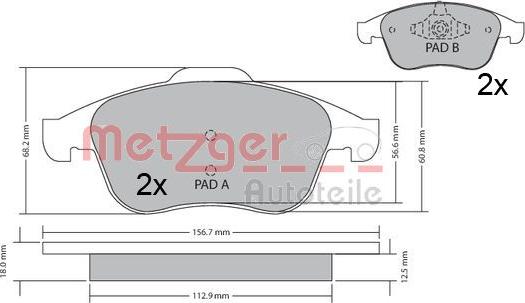 Metzger 1170409 - Kit de plaquettes de frein, frein à disque cwaw.fr