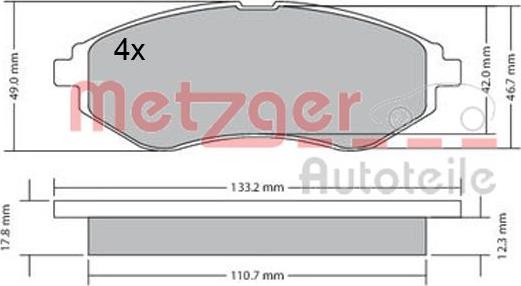 Metzger 1170404 - Kit de plaquettes de frein, frein à disque cwaw.fr