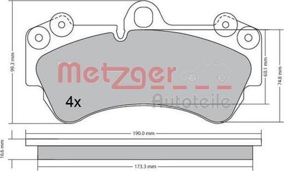 Metzger 1170405 - Kit de plaquettes de frein, frein à disque cwaw.fr