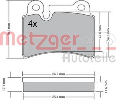 Metzger 1170408 - Kit de plaquettes de frein, frein à disque cwaw.fr